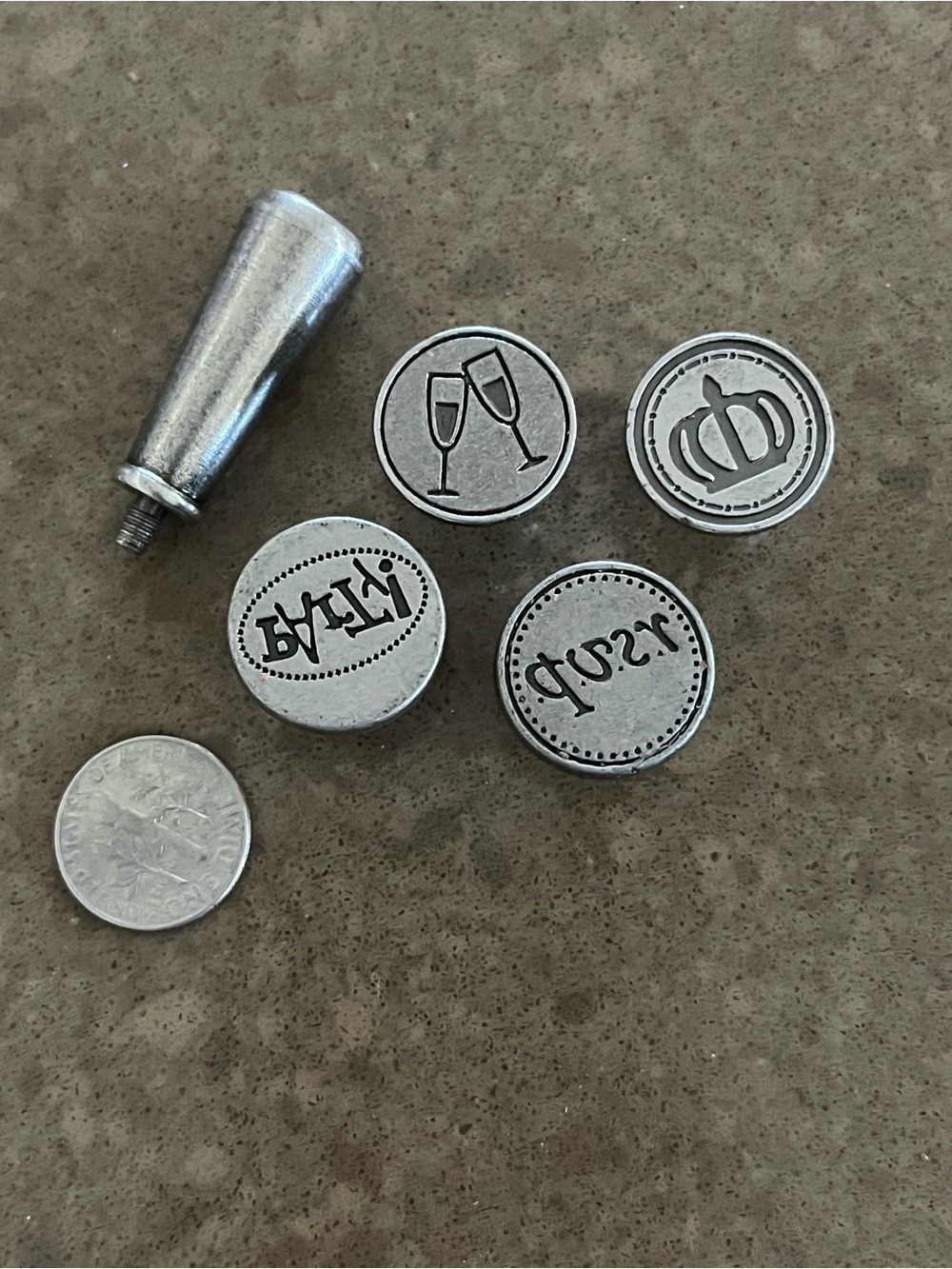 Interchangeable Silver Metal Wax Seal Stamper Set.
